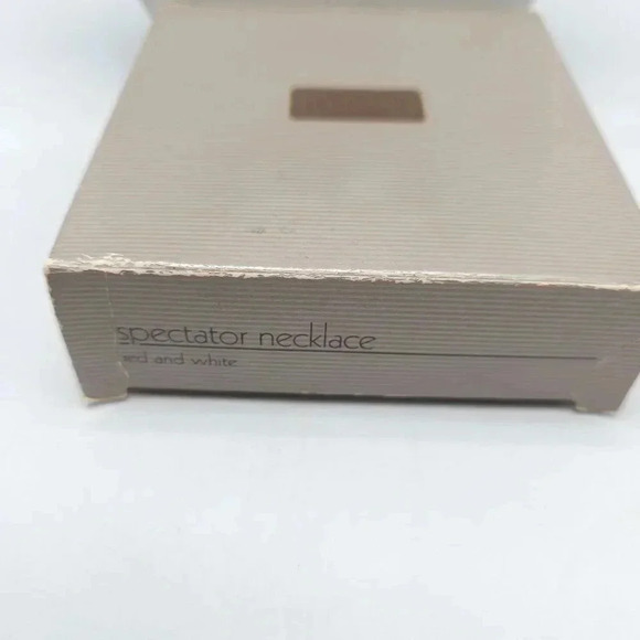 Vintage 1986 Avon Red White Spectator Lucite Beaded Choker Necklace - Picture 2 of 7